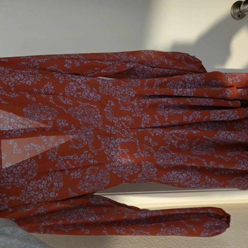 Rust Floral Long Sleeve Dress